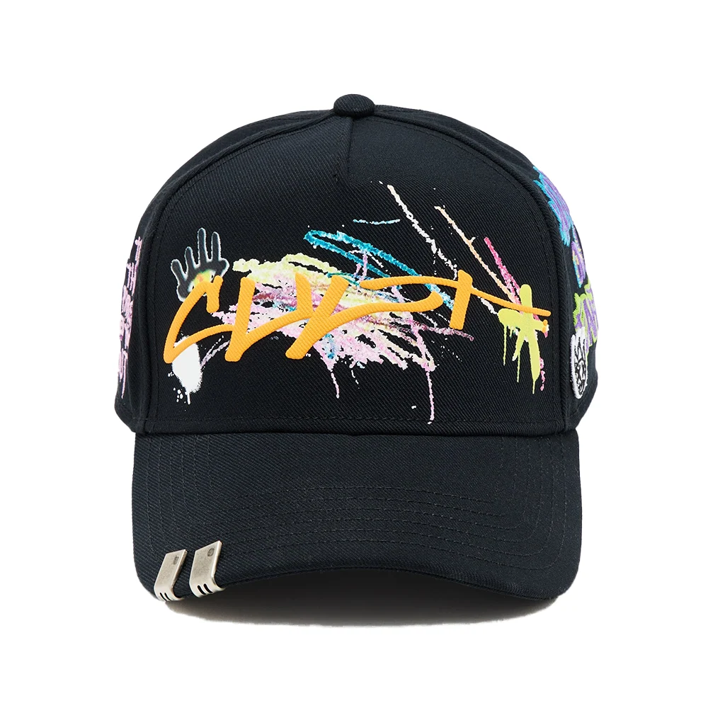 Cult's Logo Mesh Back Trucker Hat "Cult Graffiti" in Black