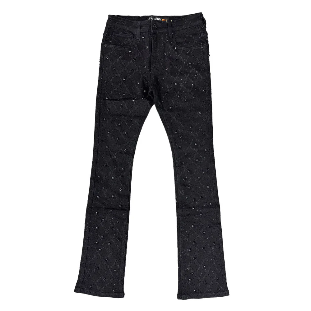Denim Place Vicious Embellished Rhinestone Flare Denim