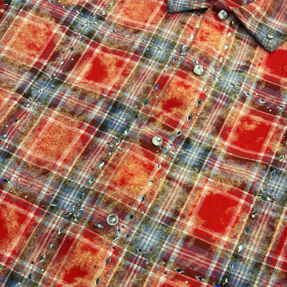 Rebel Denim Plaid Wov Sleeveless Red - Image 2